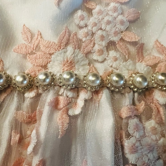 American Princess Floral Dress Size 2T White and Pastel Pink Floral Overlay - Picture 8 of 14